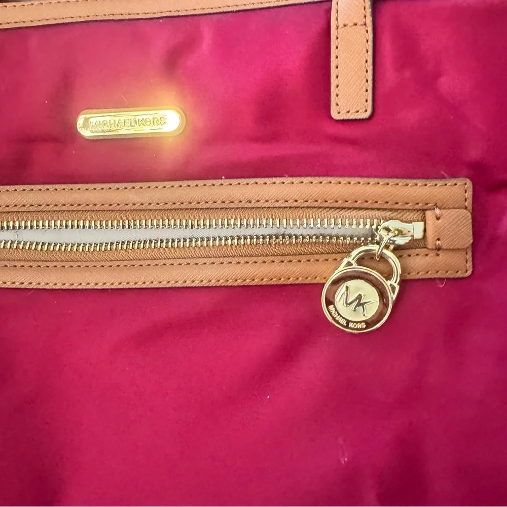 Michael Kors Burgundy and Tan Tote Bag - Picture 5 of 6